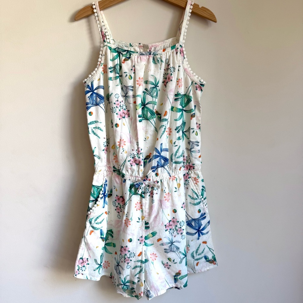 NEW GAP Kids Tropical Floral Romper - White and Green Size M